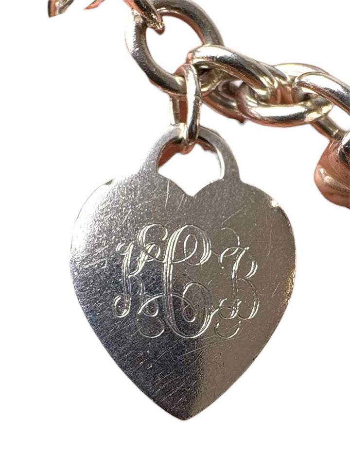 Tiffany & Co Silver Heart Padlock Charm Bracelet