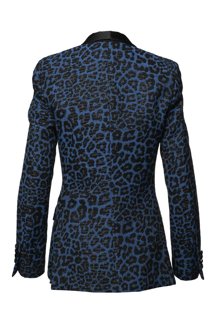 R13 Size XS Shawl Lapel Leopard Tuxedo Blazer
