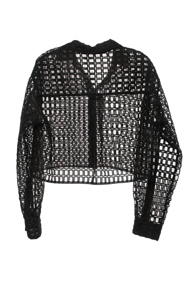 Maria McManus Size S/M Embroidered Sheer Cropped Blouse