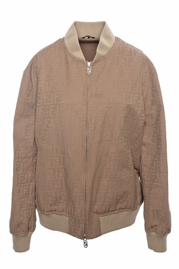 Fendi Size 52 Men's Zucca Jacquard Bomber Jacket