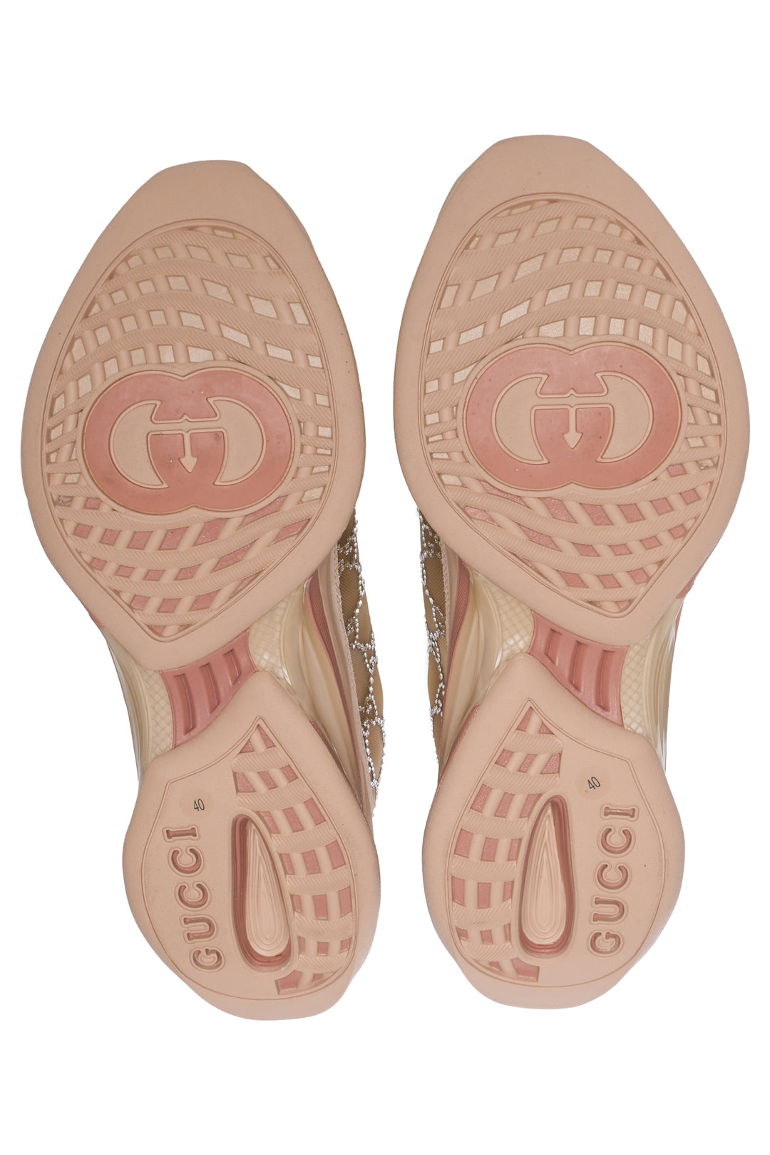 Gucci Size 40 Mesh Crystal Suede GG Monogram Sneaker