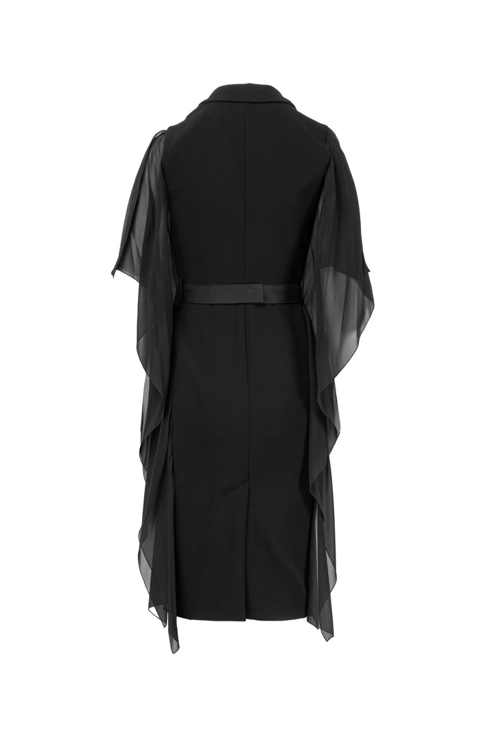 Maxmara Size 2 Palomba Silk Chiffon Sleeve Tuxedo Dress