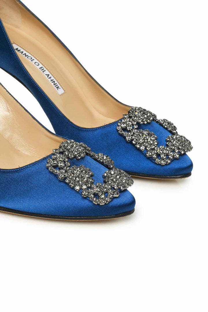 Manolo Blahnik Size 34.5 Hangisi 70 Satin Pumps