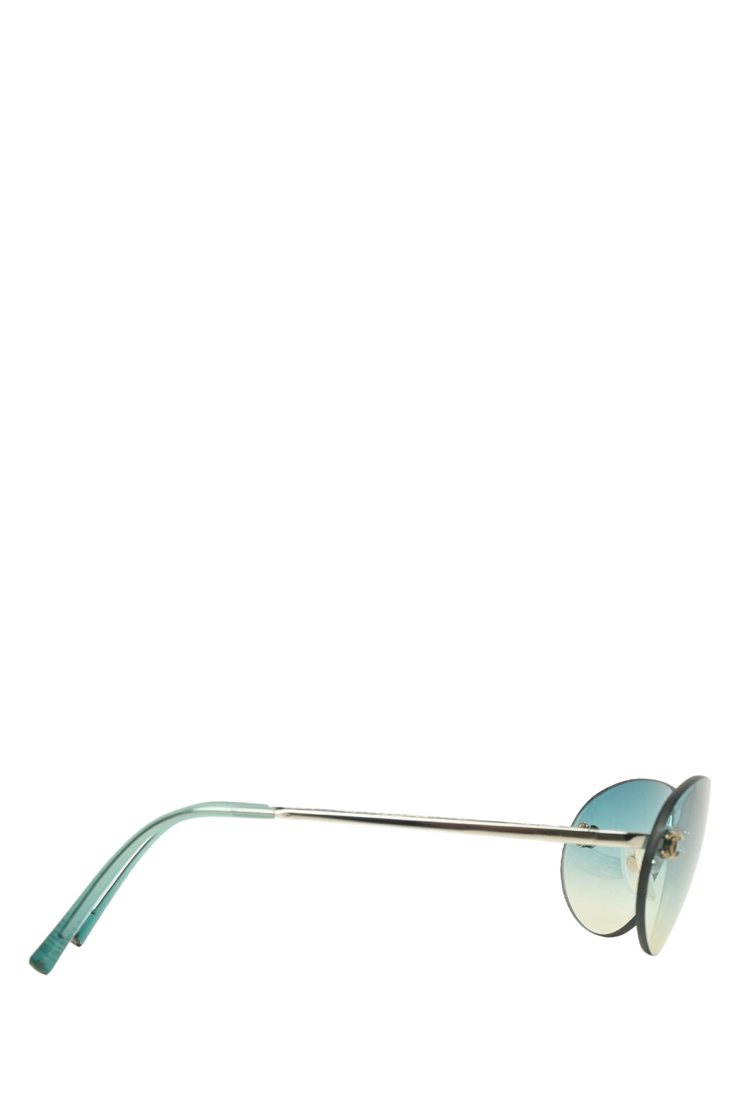 Chanel Vintage CC Logo Rimless Green Tinted Eyewear