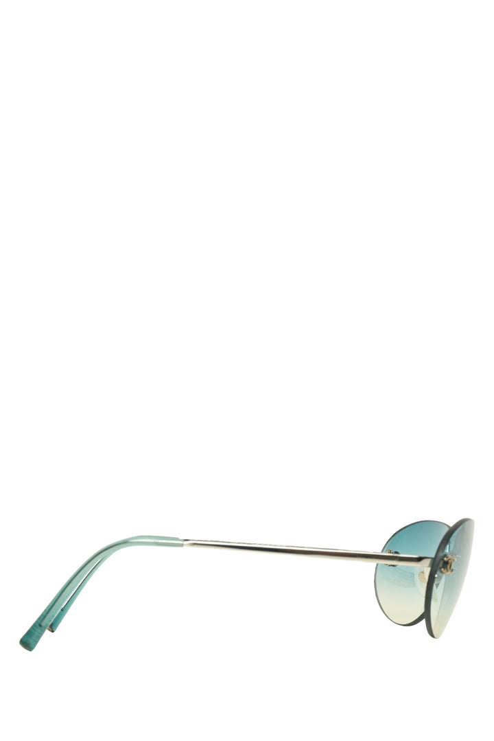 Chanel Vintage CC Logo Rimless Green Tinted Eyewear