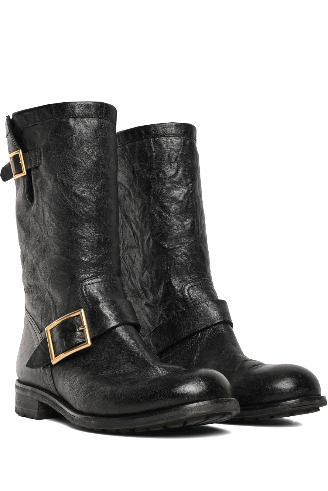 Jimmy Choo Size 38 Shearling Lined Biker Ankle Boots