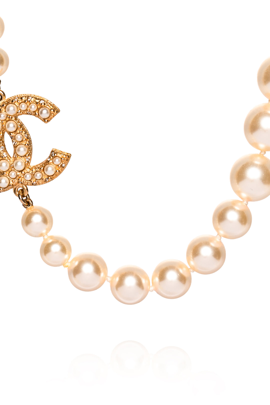 Chanel 2022 Faux Pearl & Strass 100th Anniversary CC Necklace