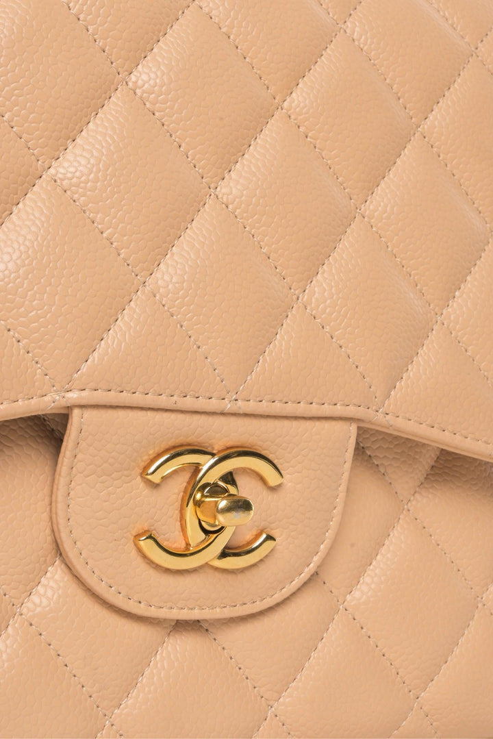 Chanel Jumbo Caviar Leather Double Flap Bag