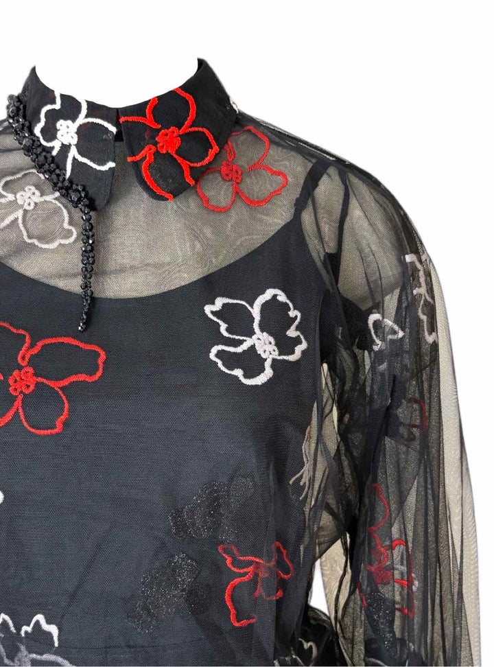 Simone Rocha Size 10 Floral Embroidered Tulle Dress