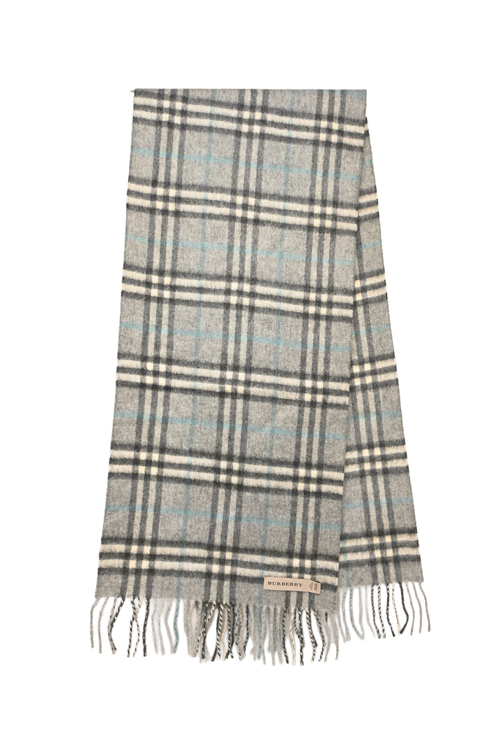 Burberry Cashmere Check Fringe Scarf