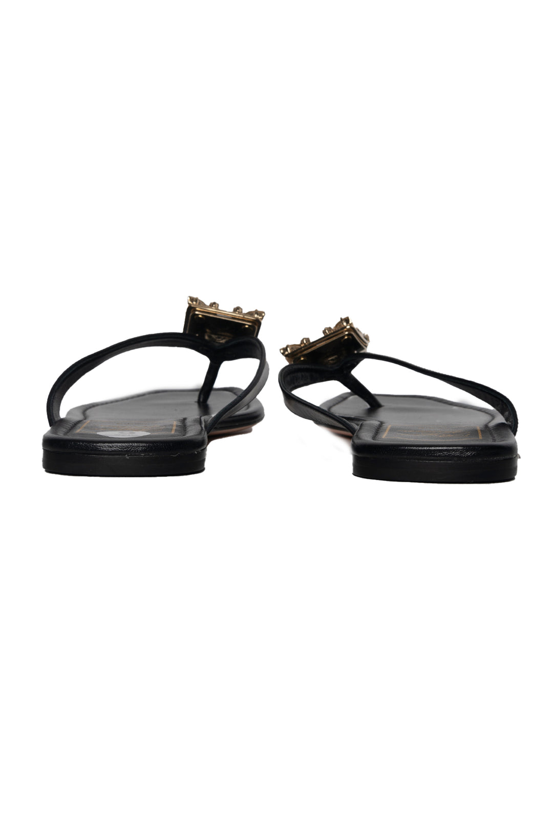 Roger Vivier Size 36 Crystal BUckle Embellished Leather Thong Sandals