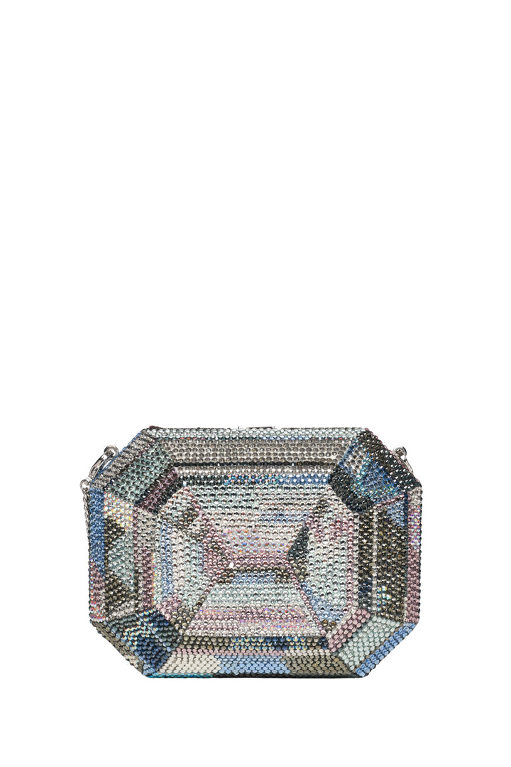 Judith Leiber Emerlad cut Swarovski Crystal Minaudiere Clutch