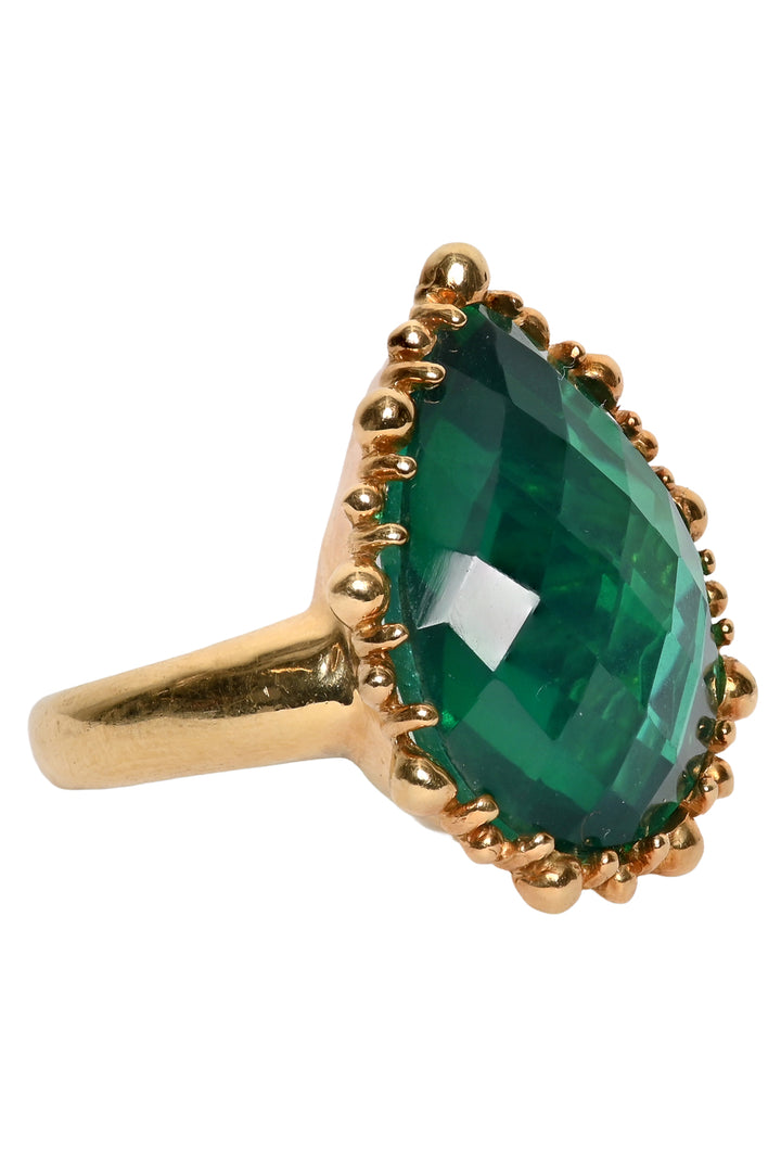 Anzie Size 6 18K Yellow Gold Green Quartz Ring