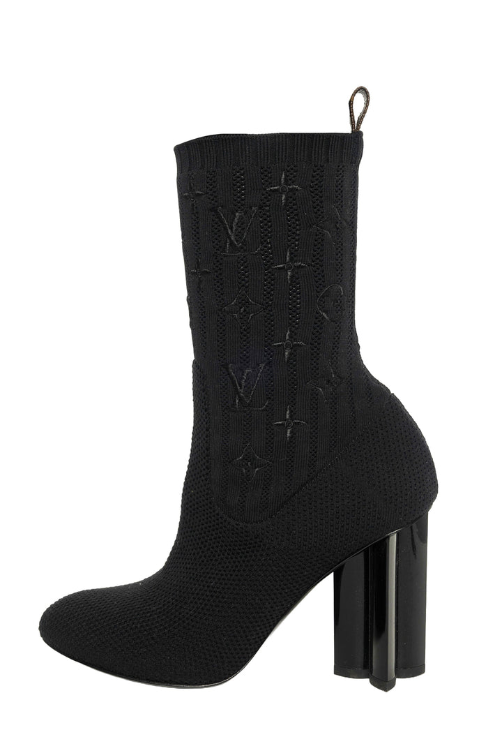 Louis Vuitton Size 36 Embroidered Monogram Knit Sock Ankle Boots