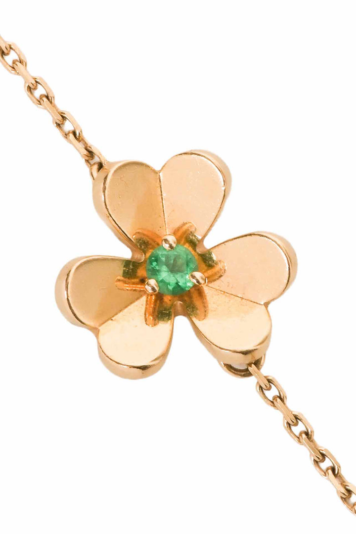 Van Cleef & Arpels 18K Yellow Gold & Emerald Frivole Bracelet Mini Model