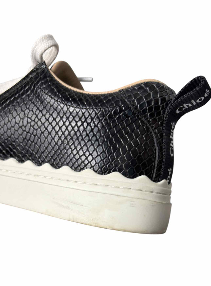 Chloe Size 37 Lauren Low-top Python-embossed Leathe Sneaker