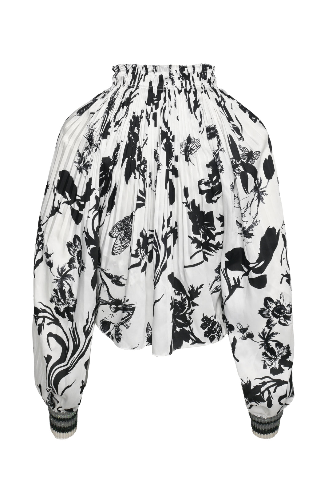 Tibi Size 0 Floral Print Mock Neck Pleated Tops