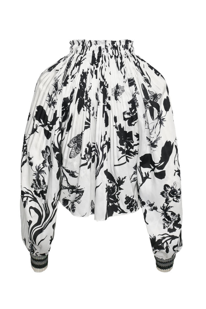 Tibi Size 0 Floral Print Mock Neck Pleated Tops