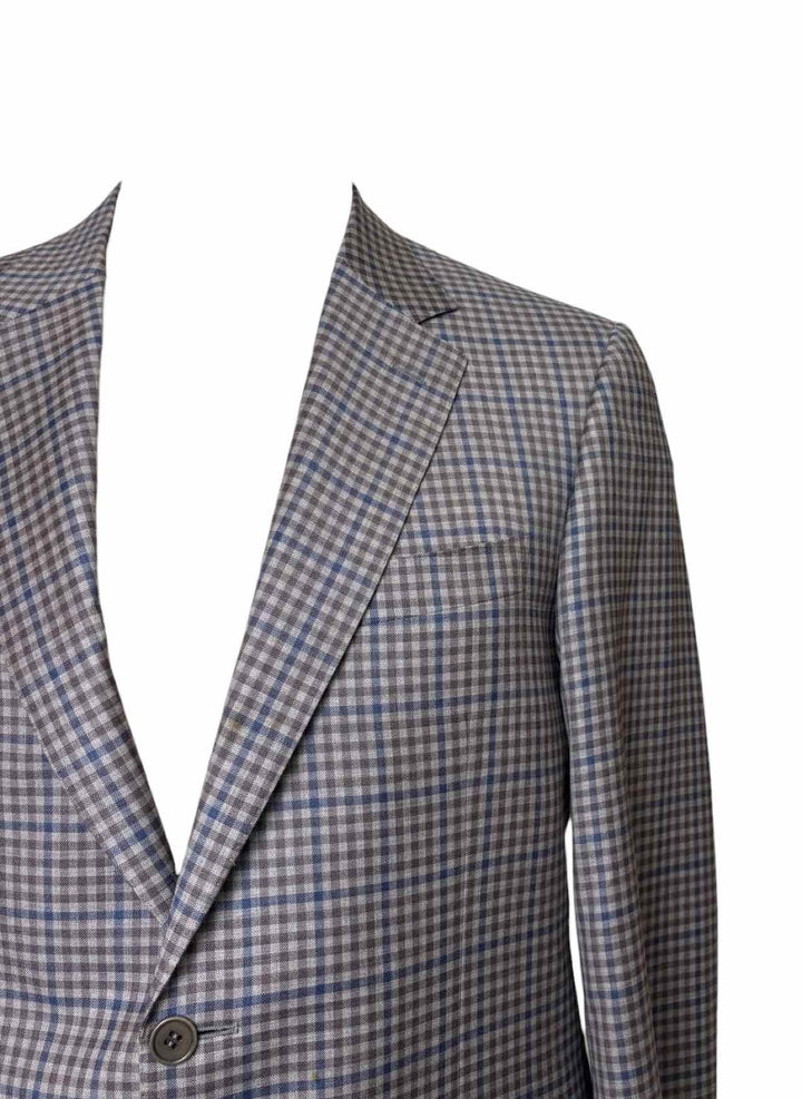 Canali Size 44 Men's Check Wool Blazer