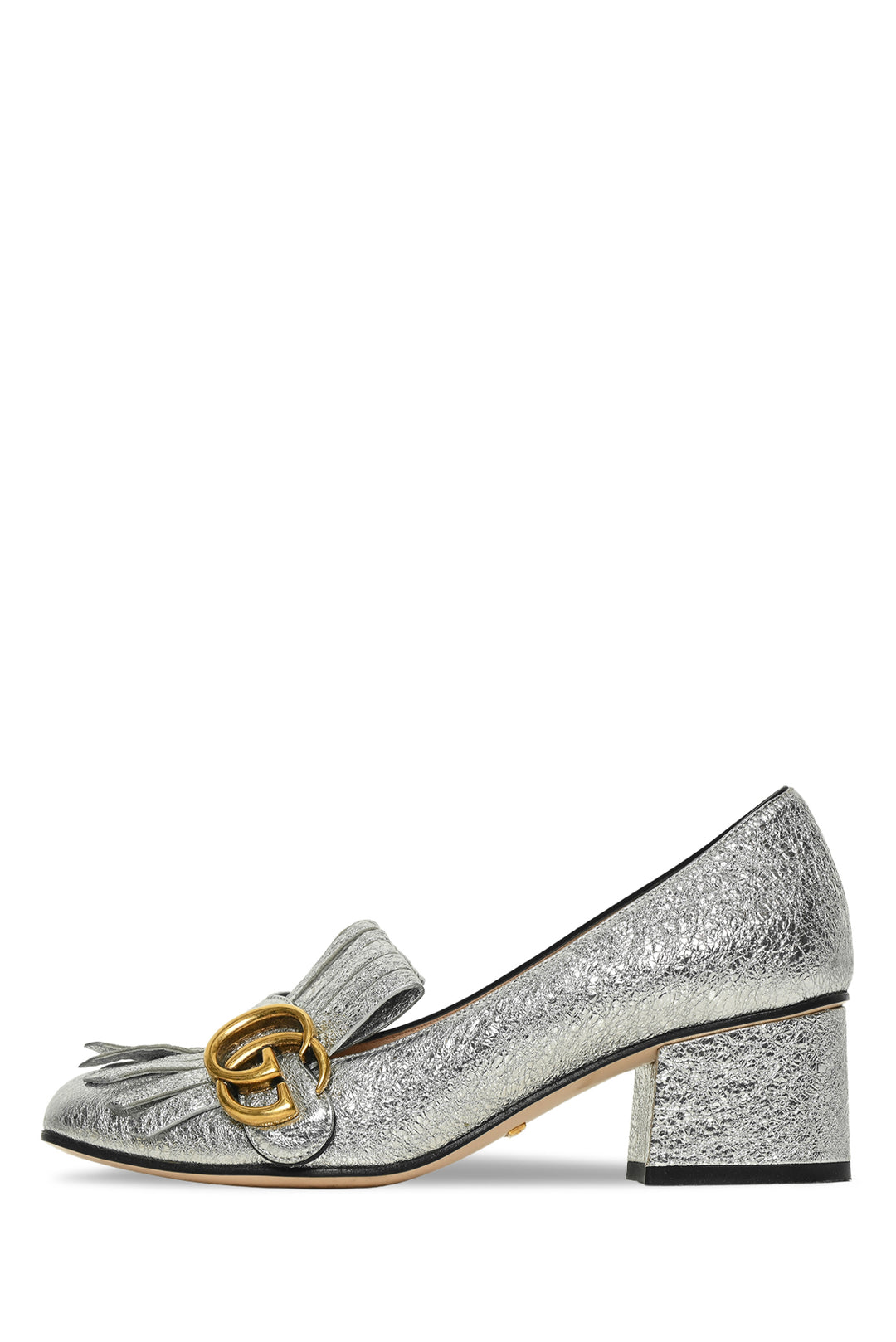 Gucci Size 34.5 Galassia GG Marmont Fringe Loafer Pumps