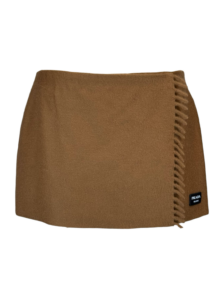 Prada Size 4 2023 Cashmere Wrap Mini Skirt