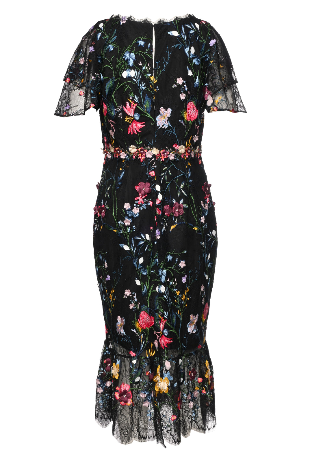 Marchesa Notte Size 10 Floral Embroidered Lace Midi Dress