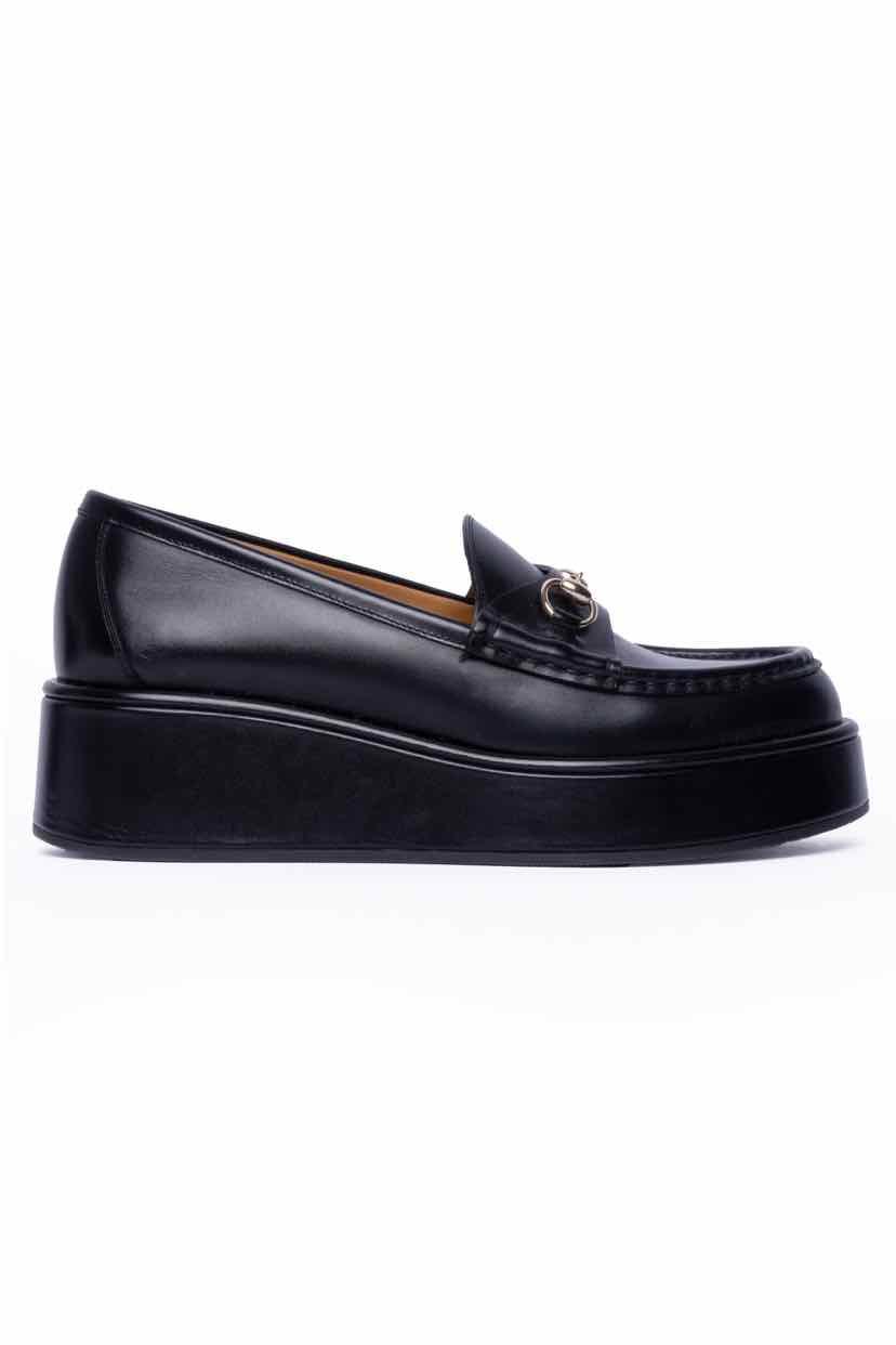 Gucci Size 37.5 Horsebit Wedge Loafers