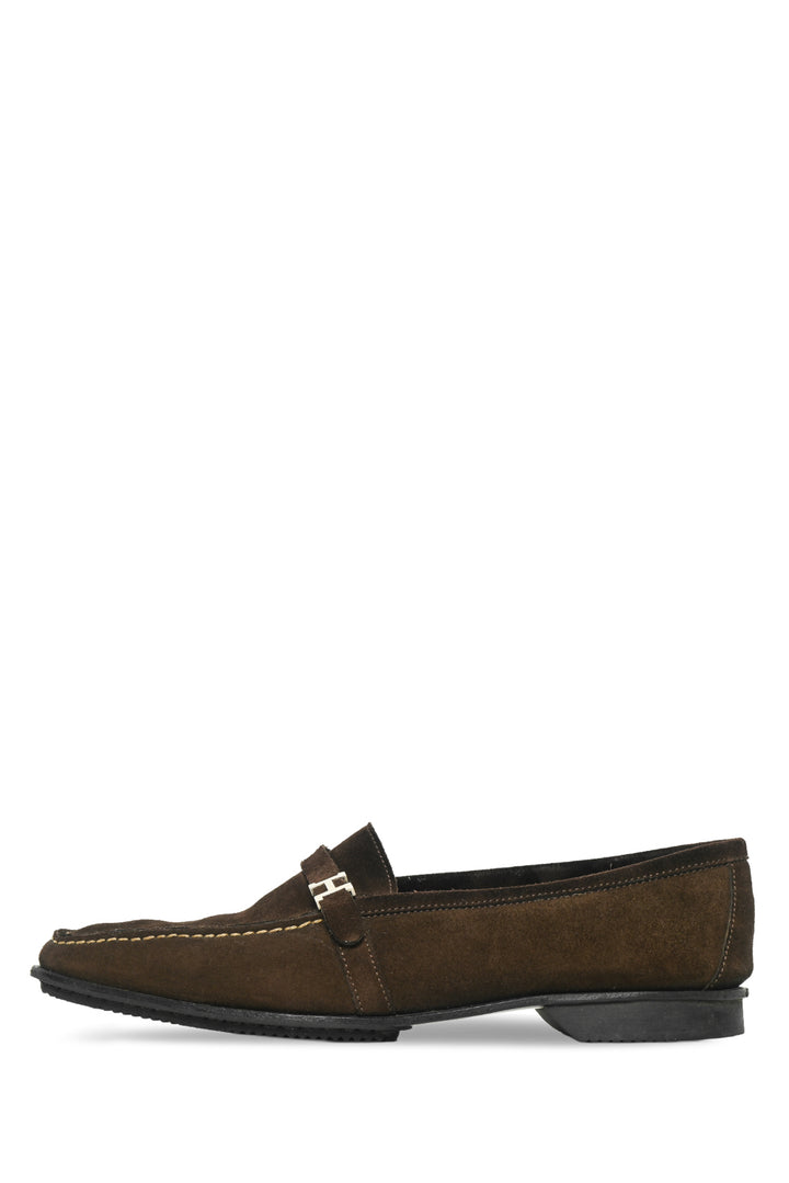 Hermes Size 39.5 Suede H Giovanni Loafers