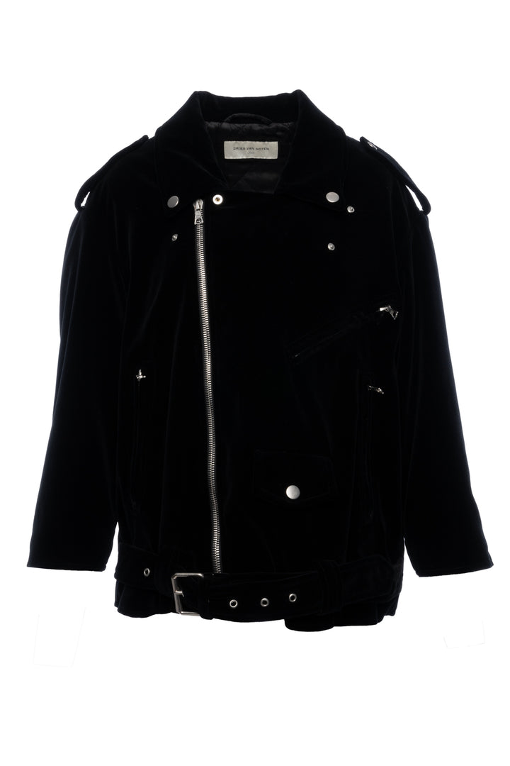 Dries Van Noten Size S Velvet Moto Jacket