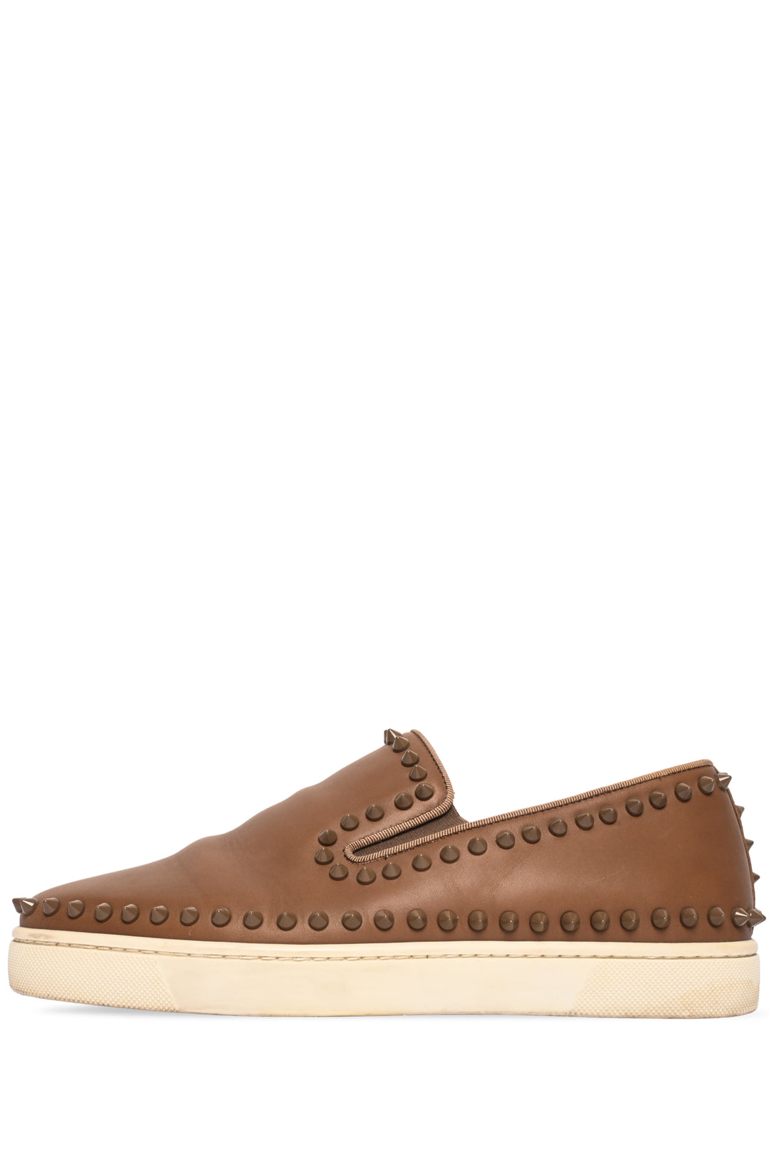 Mens Shoe Size 40 Christian Louboutin Men's Pik Boat Slip-On Leather Sneakers