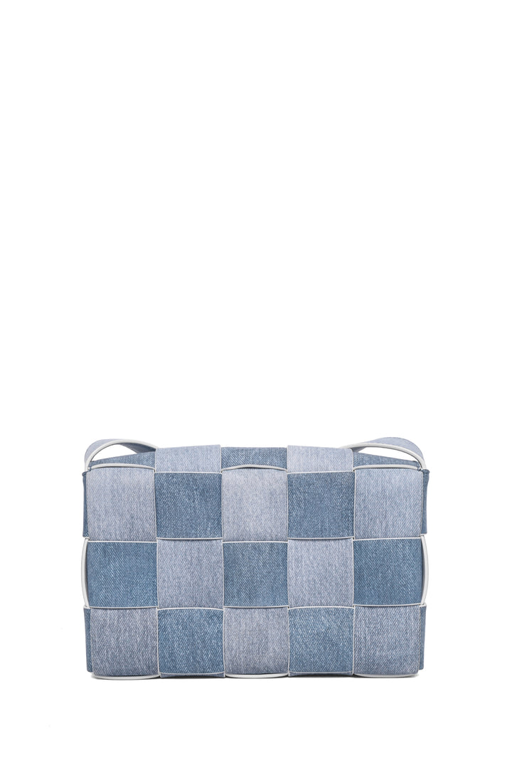 Bottega Veneta  Denim Print Intreccio Cassette Crossbody
