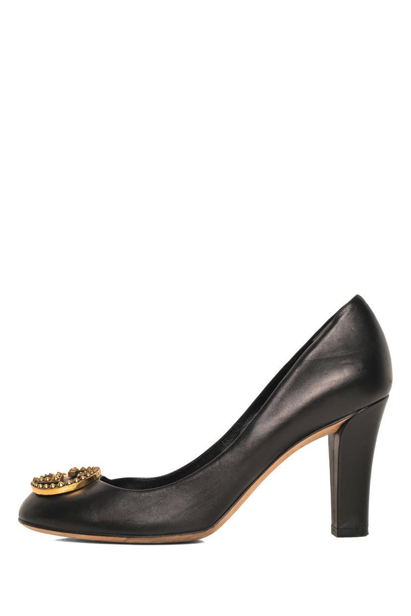 Gucci Size 39.5 Interlocking G Logo Leather Pumps