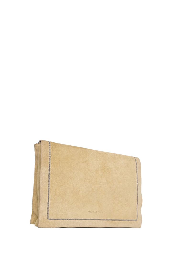 Brunello Cucinelli Monili Trim Suede Messenger Bag