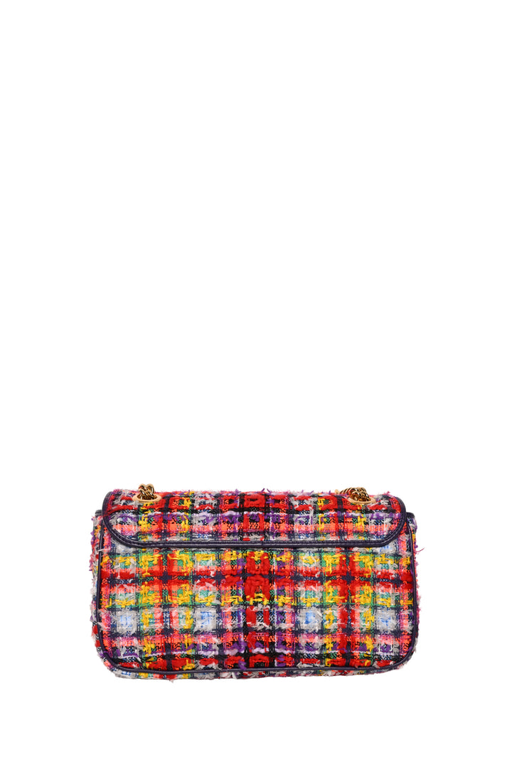 Gucci Tweed Calfskin GG Marmont Shoulder Bag