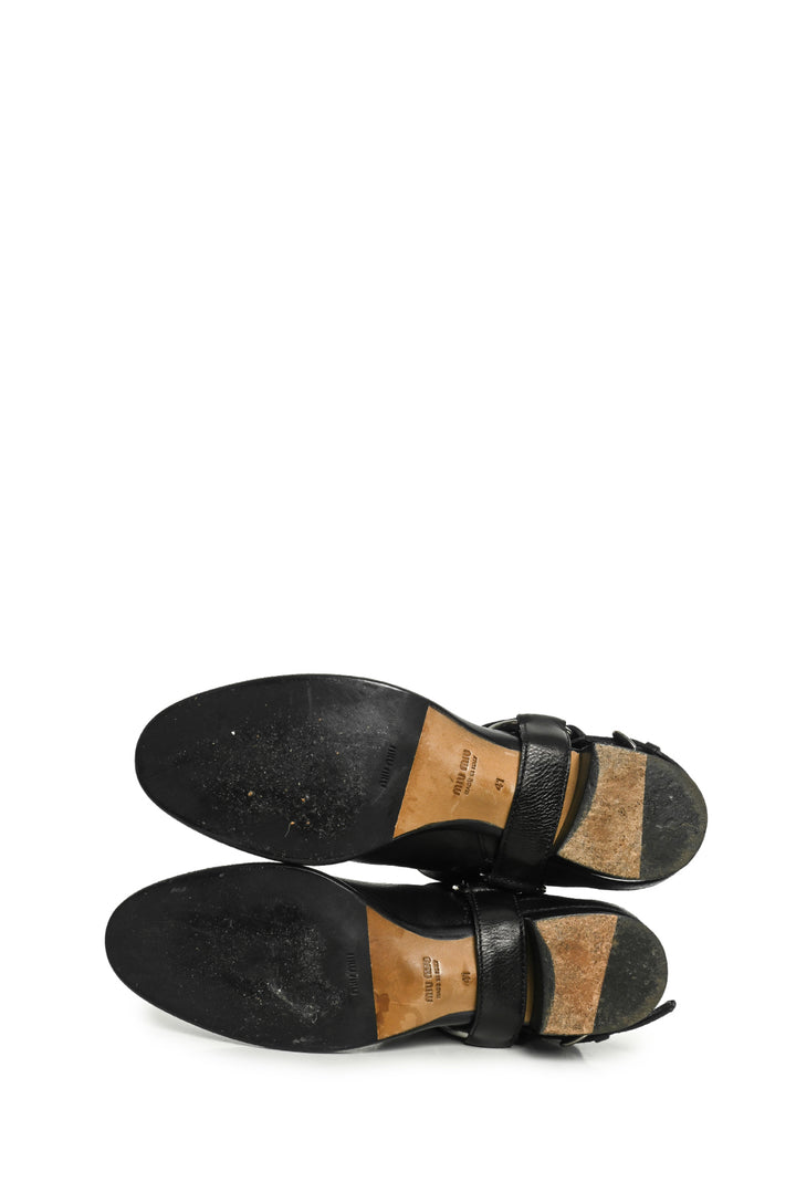 Miu Miu Size 41 Leather Harness Riding Boots