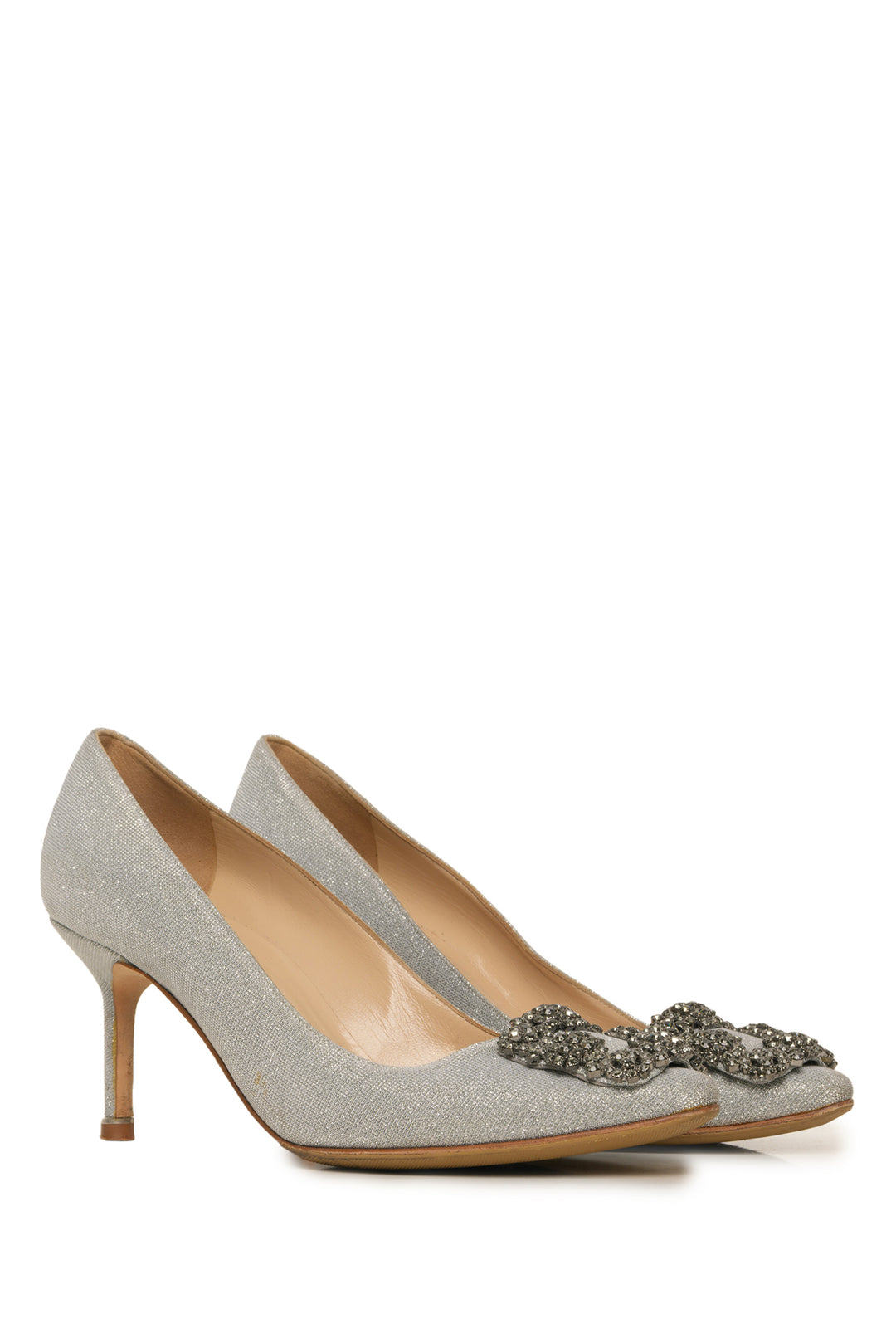 Manolo Blahnik Size 37.5 Hangisi 70 Sparkly Pumps