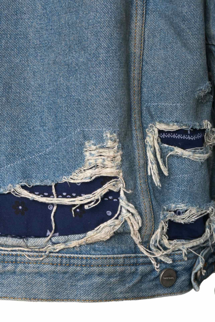 Diesel Size XL Men's Distressed Patchwork Denim Jacket