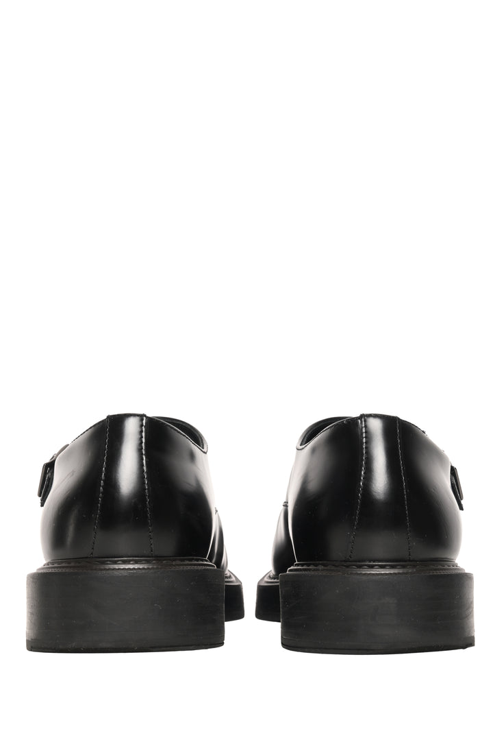 Emporio Armani Mens Shoe Size 8.5 Brushed Leather Monkstraps Loafers