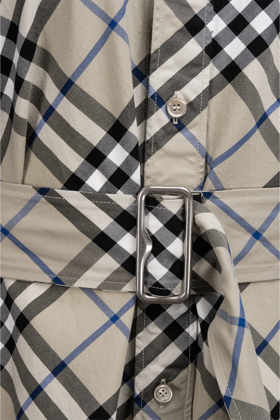 Burberry Size 8 Check Print Belted Cotton Shirt Dress