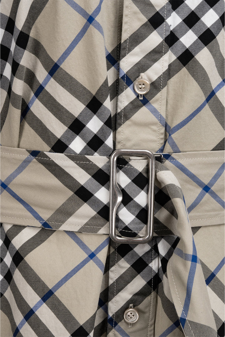 Burberry Size 8 Check Print Belted Cotton Shirt Dress
