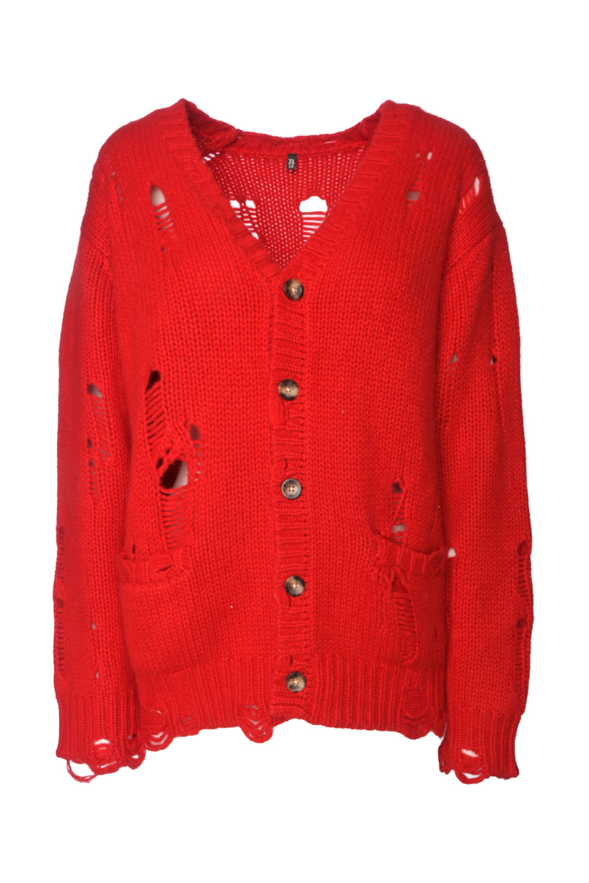 R13 Size S Distressed Oversized Cardigan