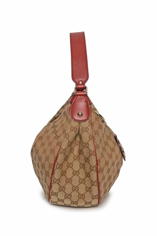 Gucci GG Canvas and Leather Medium Sukey Hobo