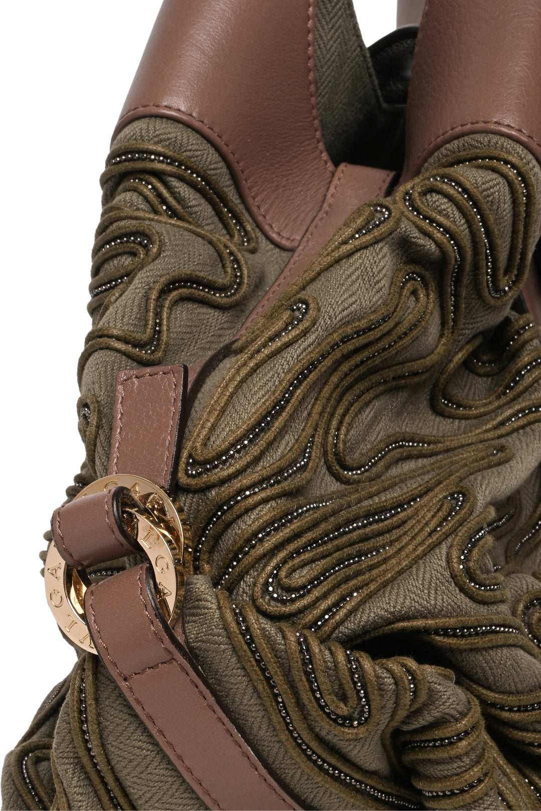 Bvlgari Beaded Leather & canvas Chandra Hobo Bag