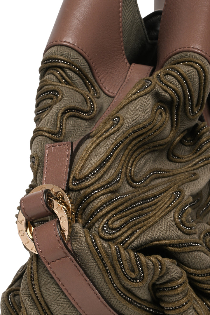 Bvlgari Beaded Leather & canvas Chandra Hobo Bag