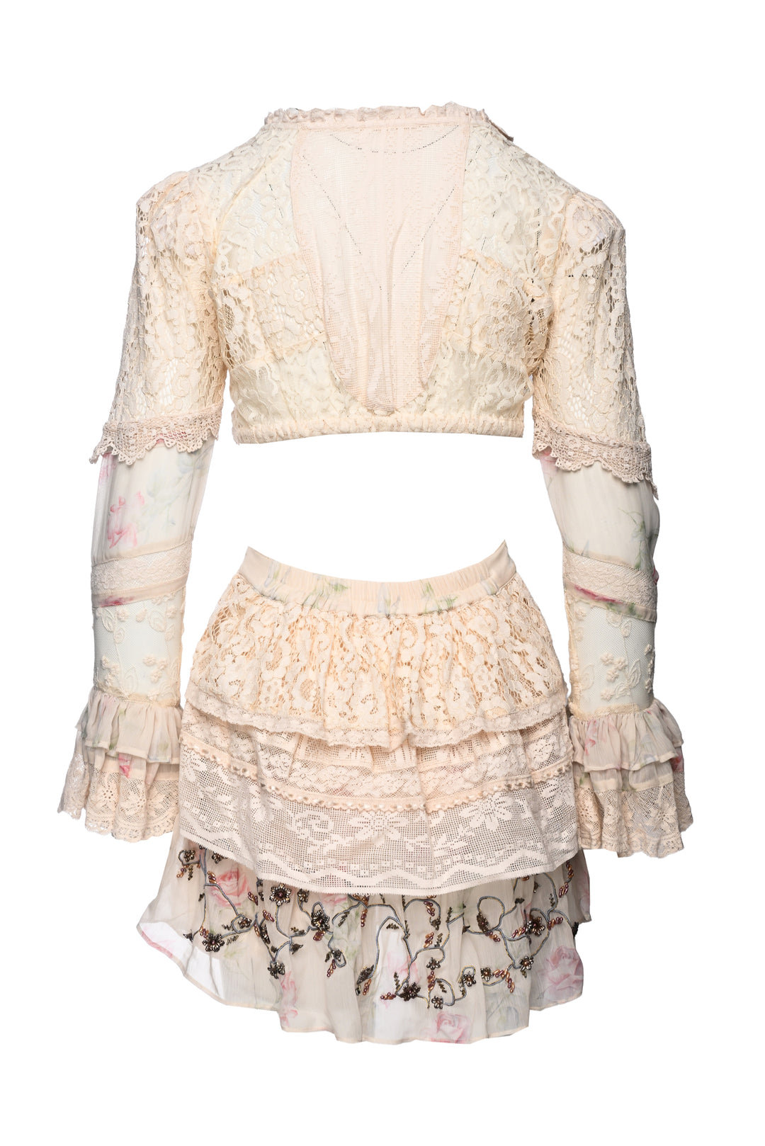 Love Shack Fancy Size XS Karine Ruffled Lace Cut Out Mini Dress