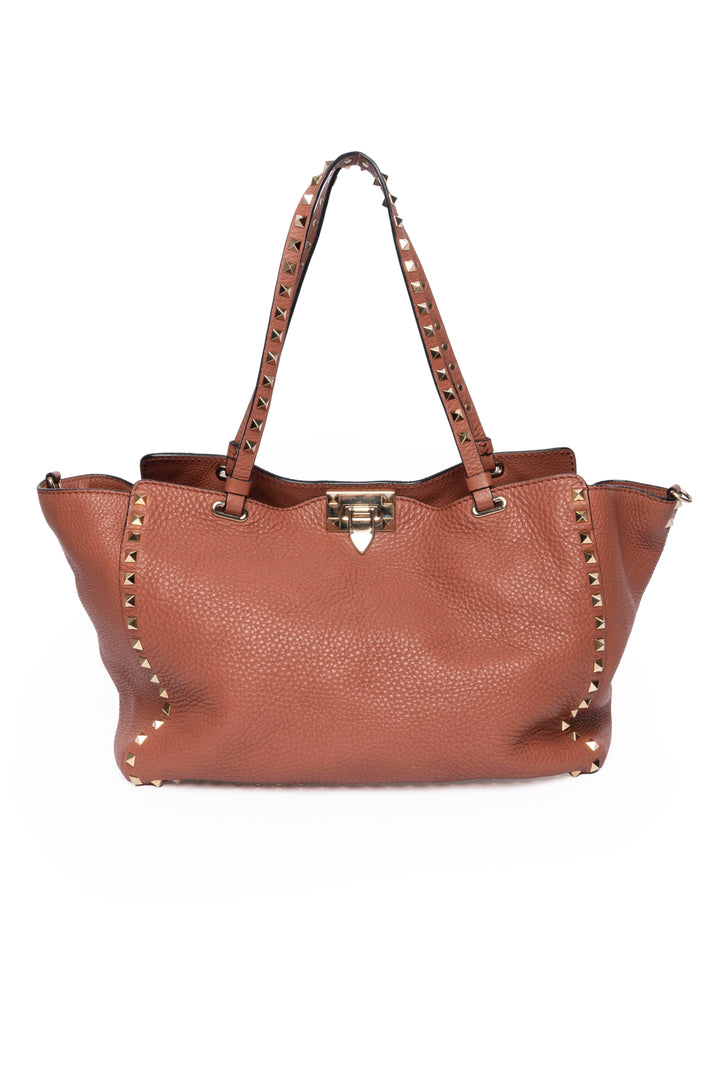 Valentino Grainy Calfskin Rockstud Tote Bag