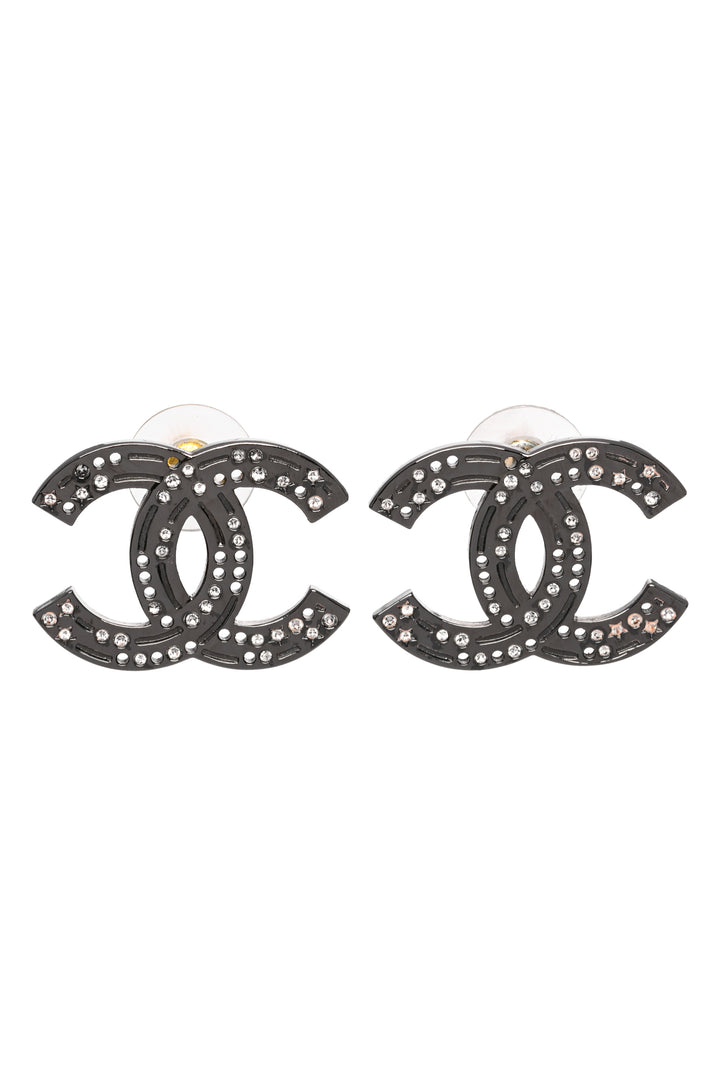 Chanel 2024 Crystal CC Stud Earrings