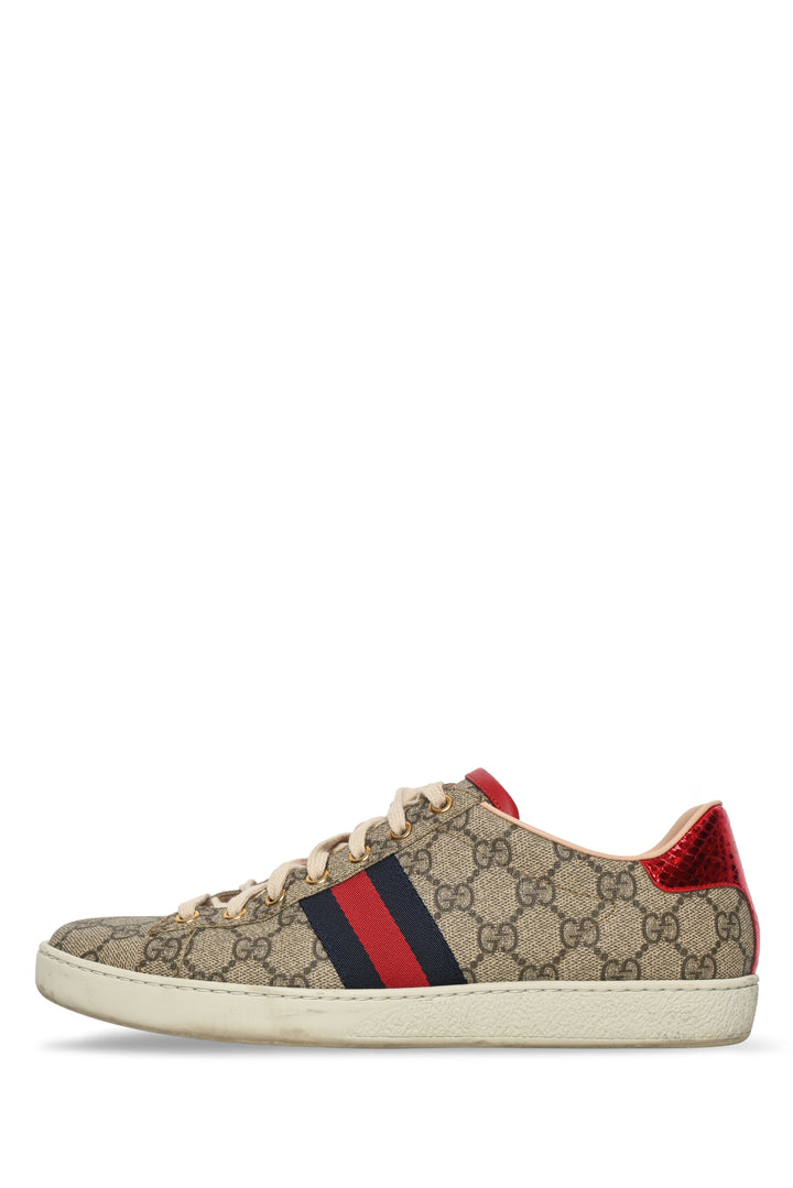 Gucci Size 40 GG Supreme Monogram Ace Low Top Sneaker