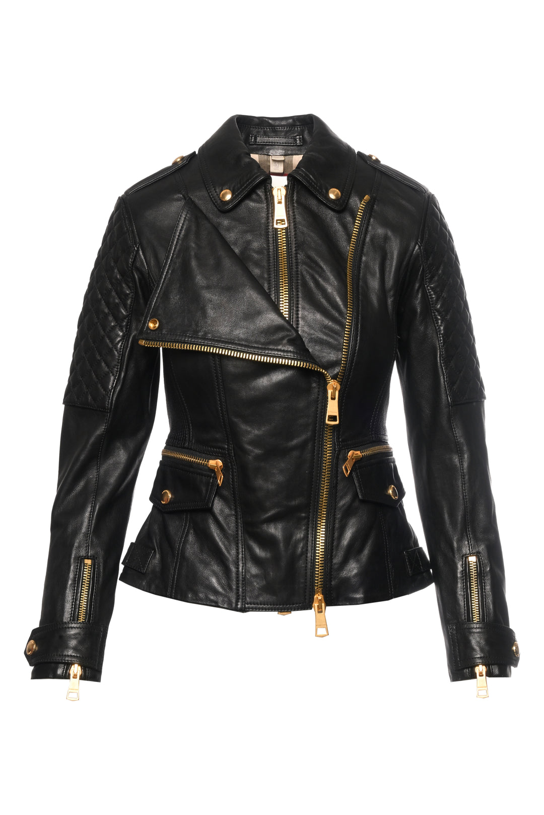 Burberry Brit Size 2 Lambskin Leather Biker Jacket