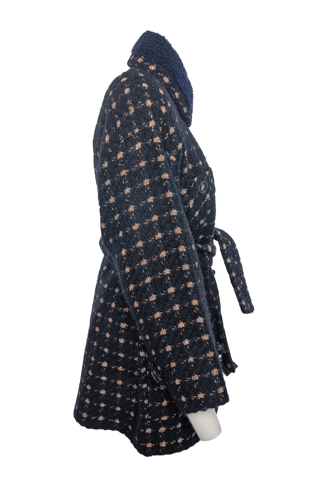 Chanel Size 34 2019 Belted Metallic Tweed Coat